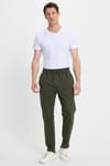 Erkek Regular Fit Klasik Kesim Beli Lastikli Bağcıklı Koyu Haki Jogger Pantolon