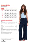 Kadın %100 Pamuk Baggy Fit Rahat Kesim Lastikli Bel Müslin Kumaş Cepli Lacivert Pantolon