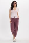 Kadın Relax Fit Rahat Kesim Beli Lastikli Yumuşak Dokulu Çift Cepli Mürdüm Pantolon