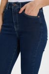 Kadın Regular Fit Klasik Kesim Pamuklu Likralı İspanyol Paça Lacivert Jean Kot Pantolon