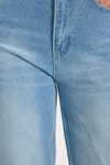 Kadın Relax Fit Rahat Kesim %100 Pamuk Cepli Geniş Paça Açık Mavi Jean Kot Pantolon