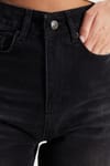 Kadın Relax Fit Rahat Kesim %100 Pamuk Cepli Geniş Paça Siyah Jean Kot Pantolon