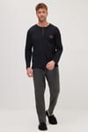 Erkek Standart Fit Normal Kesim %100 Pamuk Bisiklet Yaka Beli Lastikli Antrasit Pijama Takımı