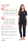 Kadın Standart Fit Normal Kesim Bisiklet Yaka Kısa Kollu Baskılı Siyah Pijama Takımı