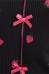 Kadın Standart Fit Normal Kesim Bisiklet Yaka Kısa Kollu Baskılı Siyah Pijama Takımı