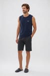 Erkek Standart Fit Normal Kesim Kısa Kollu Pamuklu Baskılı Lacivert Siyah Pijama Takımı