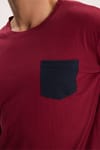 Erkek Standart Fit Rahat Kesim Uzun Kollu Pamuklu Bordo Lacivert Pijama Takımı