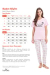 Kadın Regular Fit Klasik Kesim %100 Pamuk Bisiklet Yaka Kısa Kollu Baskılı Pembe Pijama Takımı