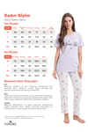 Kadın Regular Fit Klasik Kesim %100 Pamuk Bisiklet Yaka Kısa Kollu Baskılı Lila Pijama Takımı