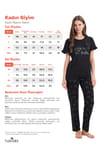 Kadın Regular Fit Klasik Kesim %100 Pamuk Fırfır Detaylı Kısa Kollu Baskılı Siyah Pijama Takımı