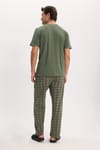 Erkek Standart Fit Normal Kesim Pamuklu Kısa Kollu Bisiklet Yaka Cepli Yeşil Pijama Takımı