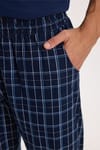 Erkek Standart Fit Normal Kesim Pamuklu Kısa Kollu Bisiklet Yaka Cepli Lacivert Pijama Takımı