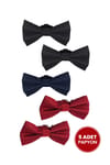 5'li Paket Armürlü Siyah-Lacivert-Kırmızı Erkek Papyon