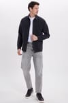 Relax Fit Çift Cep Eskitmeli Siyah Denim Kot Erkek Gömlek