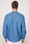 Relax Fit Uzun Kol Hakim Yaka Mavi Denim Kot Gömlek