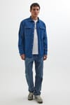 Unisex Relax Fit Rahat Kesim Denim Kot Çift Cepli İndigo Overshirt Ceket Tarzı Gömlek