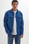 Unisex Relax Fit Rahat Kesim Denim Kot Çift Cepli İndigo Overshirt Ceket Tarzı Gömlek