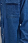 Unisex Relax Fit Rahat Kesim Denim Kot Çift Cepli İndigo Overshirt Ceket Tarzı Gömlek