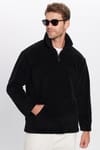 Unisex Relax Fit Rahat Kesim Kanguru Cepli Yarım Fermuarlı Dik Yaka Peluş Sweatshırt