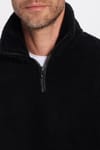 Unisex Relax Fit Rahat Kesim Kanguru Cepli Yarım Fermuarlı Dik Yaka Peluş Sweatshırt