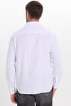 Erkek Relax Fit Rahat Kesim Oversize %100 Pamuk Keten Doku Apaş Yaka Beyaz Gömlek