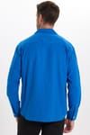 Erkek Relax Fit Rahat Kesim Oversize %100 Pamuk Keten Doku Apaş Yaka Saks Mavi Gömlek