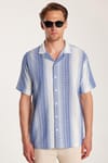 Relax Fit Oversize Dökümlü Rahat Kalıp Çizgili Keten Efekt Erkek Gömlek