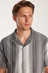 Relax Fit Oversize Dökümlü Rahat Kalıp Çizgili Keten Efekt Erkek Gömlek