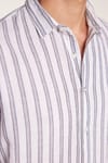 Relax Fit Oversize Dökümlü Rahat Kesim Çizgili Keten Spor Erkek Gömlek