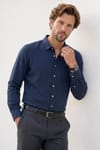Erkek Relax Fit Rahat Kesim Oversize Müslin Viskon Pamuklu Tek Cepli Düz Lacivert Gömlek
