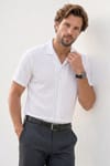 Erkek Relax Fit Rahat Kesim Kısa Kollu Çizgili Müslin Rahat Kumaş Bej Gömlek