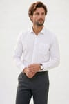 Erkek Relax Fit Rahat Kesim Çizgili Cepli Müslin Kumaş Keten Dokulu Nefes Alan Uzun Kol Gömlek