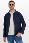 Erkek Relax Fit Rahat Kesim Pamuklu Denim 3 Cepli Lacivert Gömlek Ceket