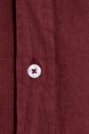 Erkek Regular Fit Klasik Kesim Oversize Pamuklu Keten Doku Düğmeli Yaka Bordo Gömlek
