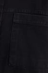 Regular Fit Rahat Kesim Cepli Denim Düğmeli Yaka Siyah Kot Gömlek