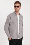Erkek Regular Fit Rahat Kesim Çift Cepli Spor Yaka Denim Gri Gömlek