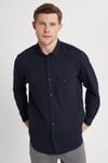 Regular Fit Rahat Kesim Çift Cepli Spor Yaka Denim Gömlek