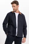 Erkek Regular Fit Rahat Kesim Kadife Yaka Fermuarlı Denim Lacivert Ceket Gömlek