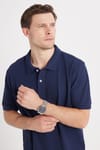 Erkek 5'li Paket Gri-Lacivert-Beyaz-Kahverengi-Taş Regular Fit Pamuklu Düz Pike Polo Yaka Tişört