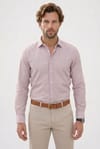 Erkek Regular Fit Klasik Kesim Uzun Kollu Nefes Alan Müslin Kumaş Bordo Gömlek
