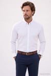 Regular Fit Rahat Kesim Oxford Doku Uzun Kollu Düğmeli Yaka Nakışlı Erkek Gömlek