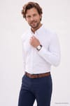 Regular Fit Rahat Kesim Oxford Doku Uzun Kollu Düğmeli Yaka Nakışlı Erkek Gömlek