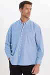 Regular Fit Rahat Kesim Oxford Doku Uzun Kollu Düğmeli Yaka Nakışlı Erkek Gömlek