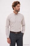 Regular Fit Rahat Kesim Oxford Doku Uzun Kollu Düğmeli Yaka Nakışlı Erkek Gömlek
