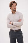 Regular Fit Rahat Kesim Oxford Doku Uzun Kollu Düğmeli Yaka Nakışlı Erkek Gömlek