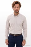 Regular Fit Rahat Kesim Oxford Doku Uzun Kollu Düğmeli Yaka Nakışlı Erkek Gömlek