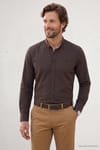 Regular Fit Rahat Kesim Oxford Doku Uzun Kollu Düğmeli Yaka Nakışlı Erkek Gömlek