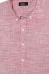 Erkek Regular Fit Rahat Kesim %100 Pamuk Keten Efektli Kol Katlamalı Düz Kırmızı Gömlek