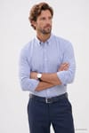 Regular Fit Rahat Kesim Düğmeli Yaka Uzun Kollu Kareli Erkek Gömlek