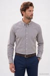 Regular Fit Rahat Kesim Düğmeli Yaka Uzun Kollu Kareli Erkek Gömlek